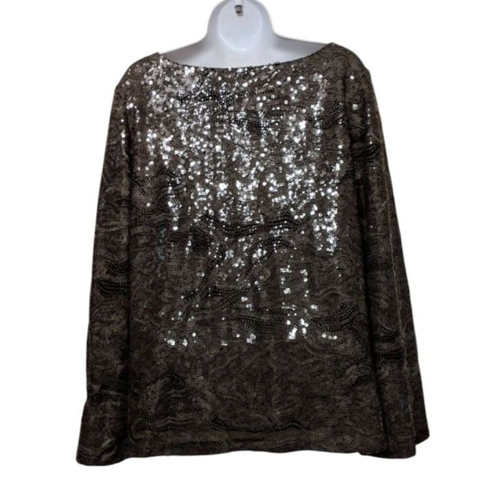 ALEX MARIE Sequin Statement Black Gray Formal Long-sleeved Top Size Medium